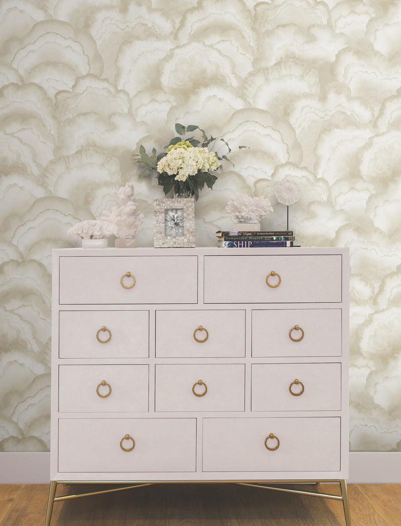 Candice Olson Abalone Fans Sand Natural Discovery Wallpaper by York Wallcoverings
