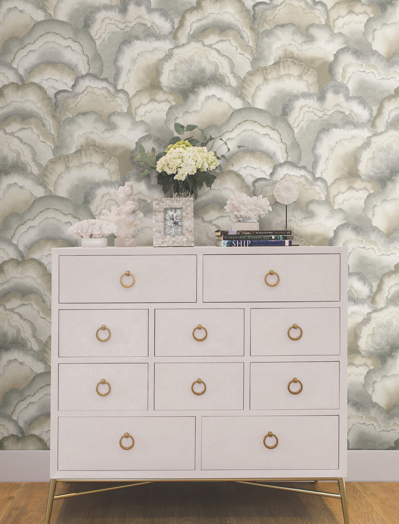 Candice Olson Abalone Fans Smokey Natural Discovery Wallpaper by York Wallcoverings