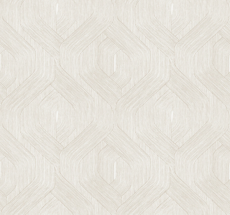 Candice Olson Fine Line Geometric Taupe on White Natural Discovery Wallpaper by York Wallcoverings