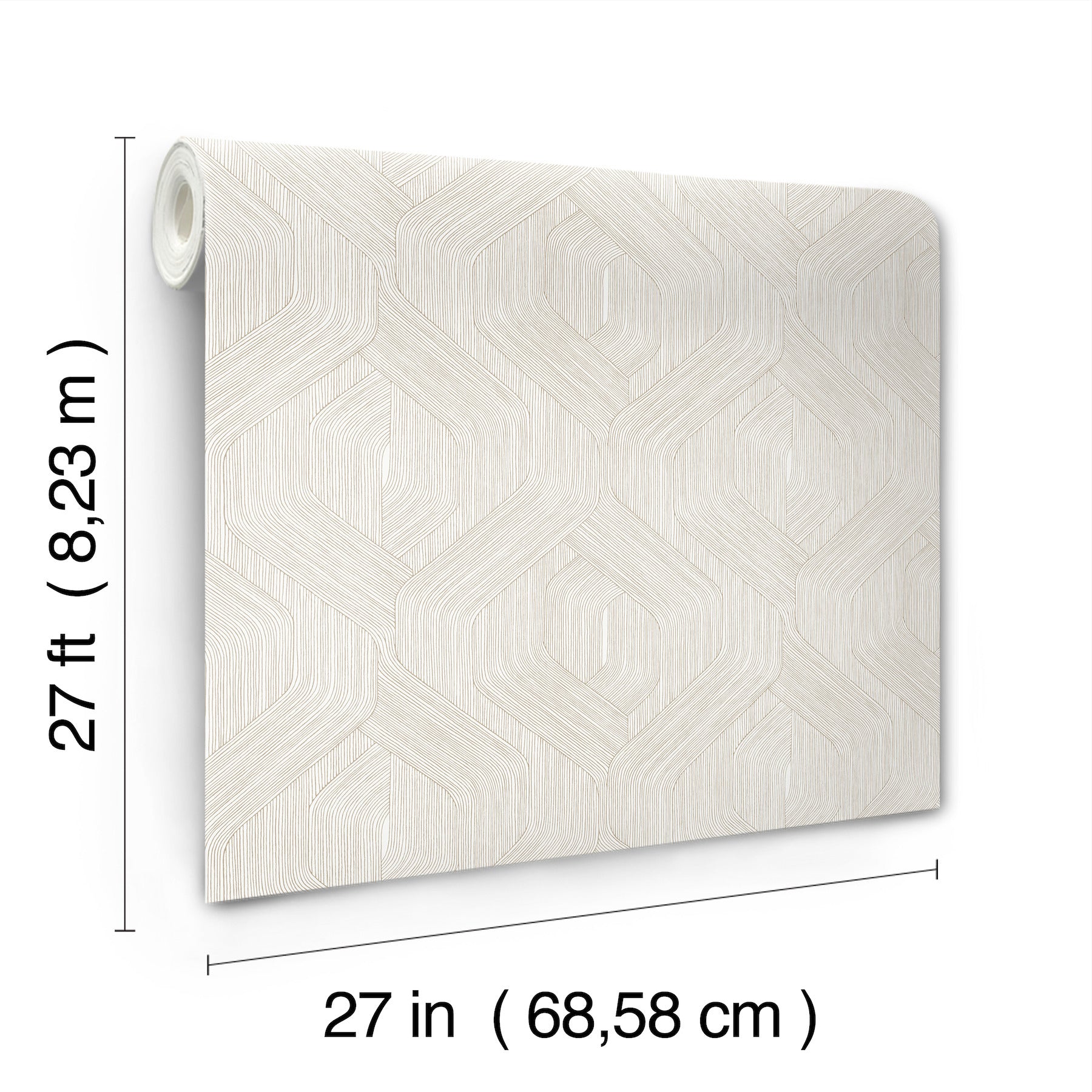 Candice Olson Fine Line Geometric Taupe on White Natural Discovery Wallpaper by York Wallcoverings