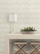 Candice Olson Fine Line Geometric Taupe on White Natural Discovery Wallpaper by York Wallcoverings