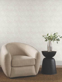 Candice Olson Fine Line Geometric Taupe on White Natural Discovery Wallpaper by York Wallcoverings