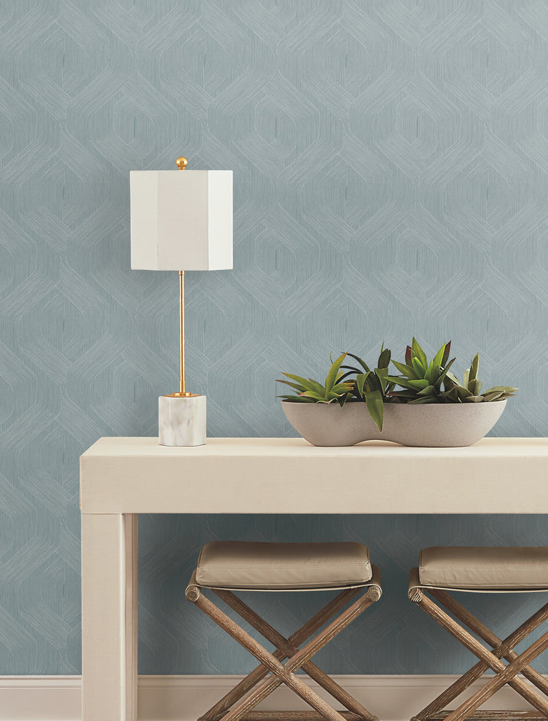 Candice Olson Fine Line Geometric Blue Natural Discovery Wallpaper by York Wallcoverings