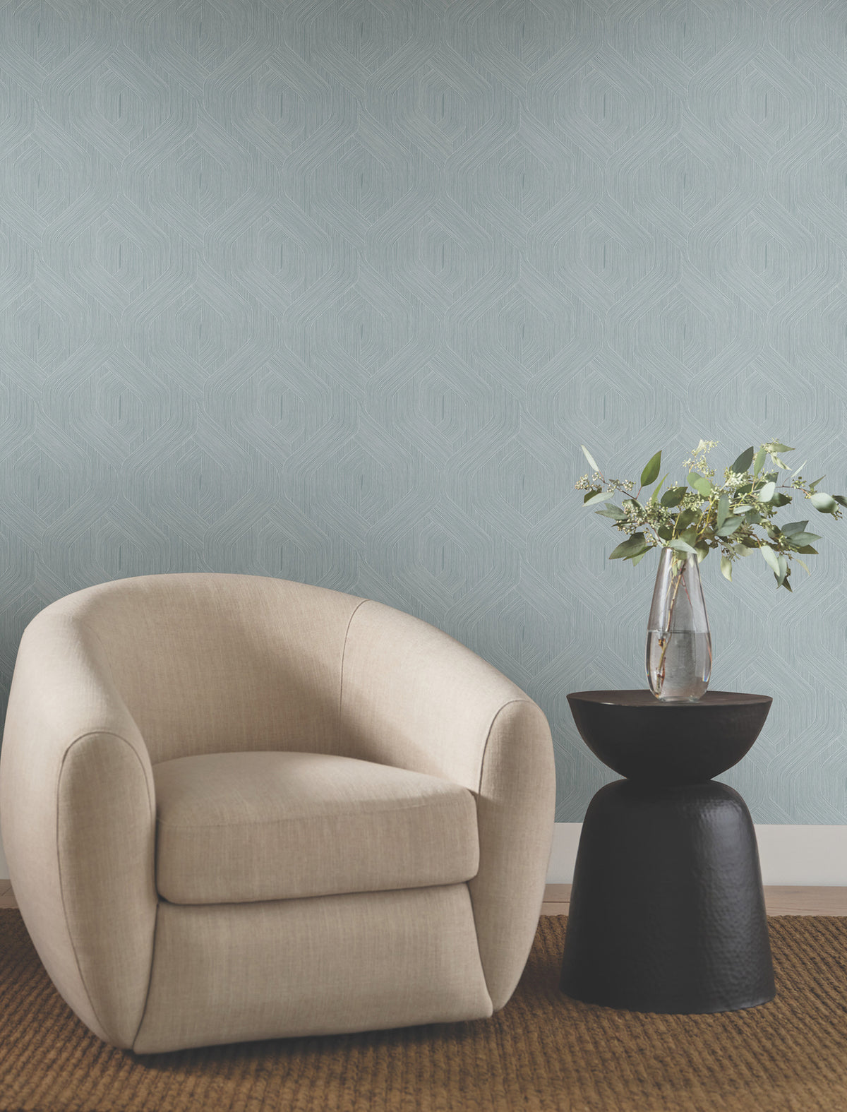 Candice Olson Fine Line Geometric Blue Natural Discovery Wallpaper by York Wallcoverings