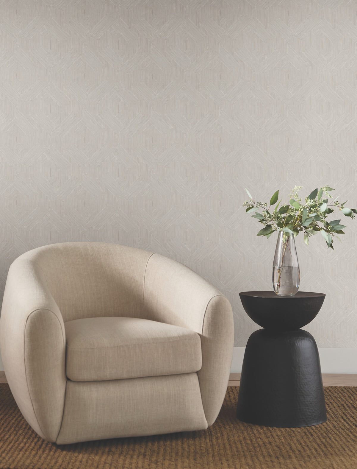 Candice Olson Fine Line Geometric Taupe Natural Discovery Wallpaper by York Wallcoverings