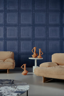 44030 Pantheon Objet Navy Wallpaper By Arte