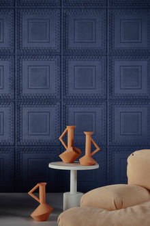 44030 Pantheon Objet Navy Wallpaper By Arte