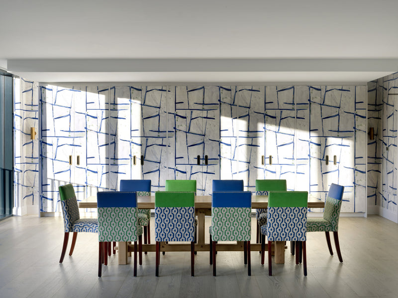 Ocean Squares Raffia wallpaper by Christopher Farr Cloth in a room setting