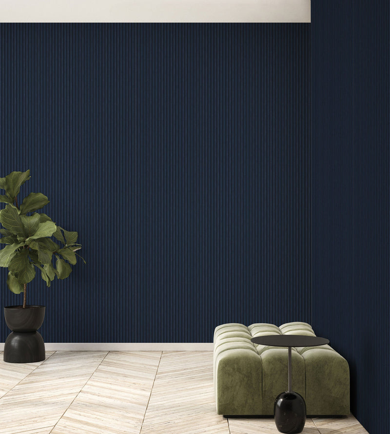 Fusta Dark Blue Organics Wallpaper by Tres Tintas