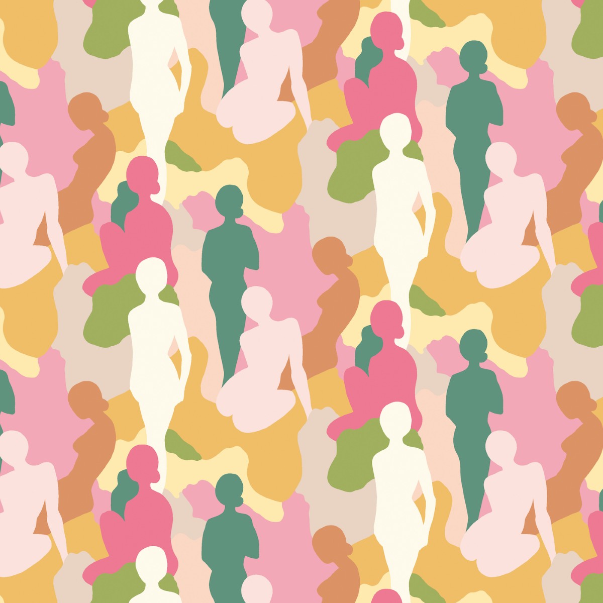 ABS50111W Silhouette Emerald & Peach Wallpaper by Ohpopsi