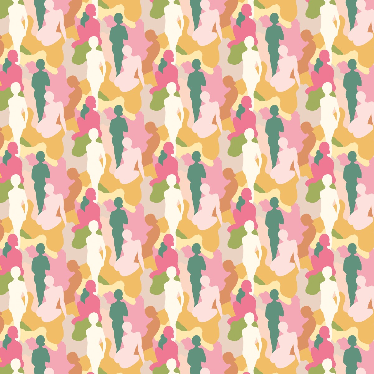 ABS50111W Silhouette Emerald & Peach Wallpaper by Ohpopsi