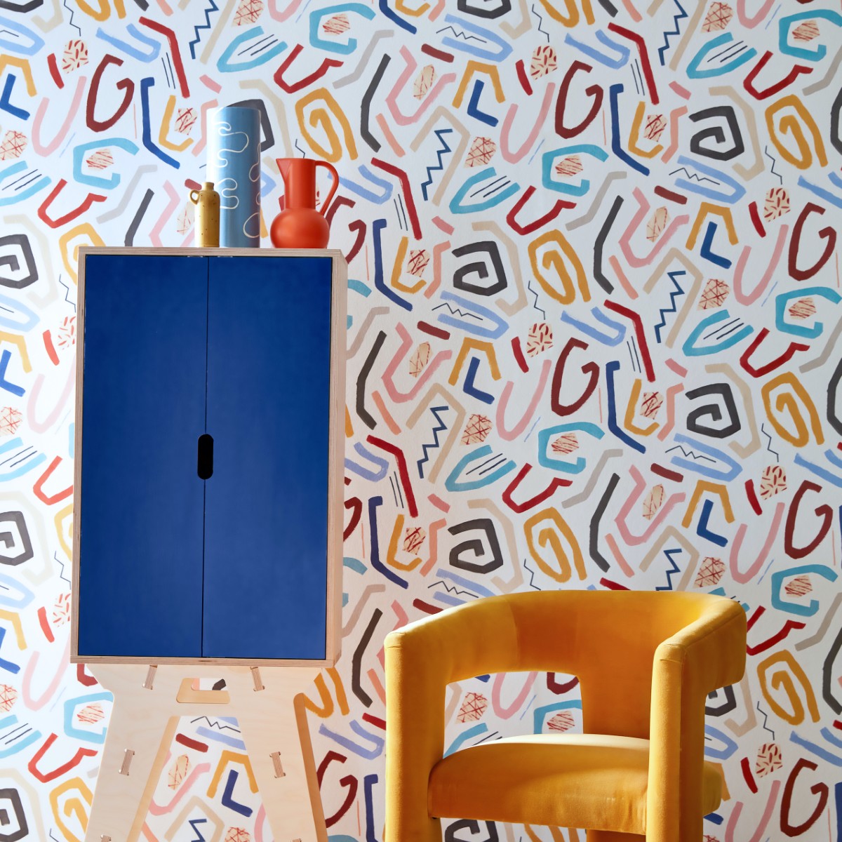 ABS50126W Squiggle Lapis & Honey Wallpaper by Ohpopsi