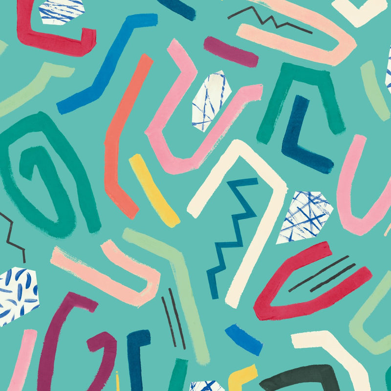 ABS50127W Squiggle Aquamarine Wallpaper by Ohpopsi