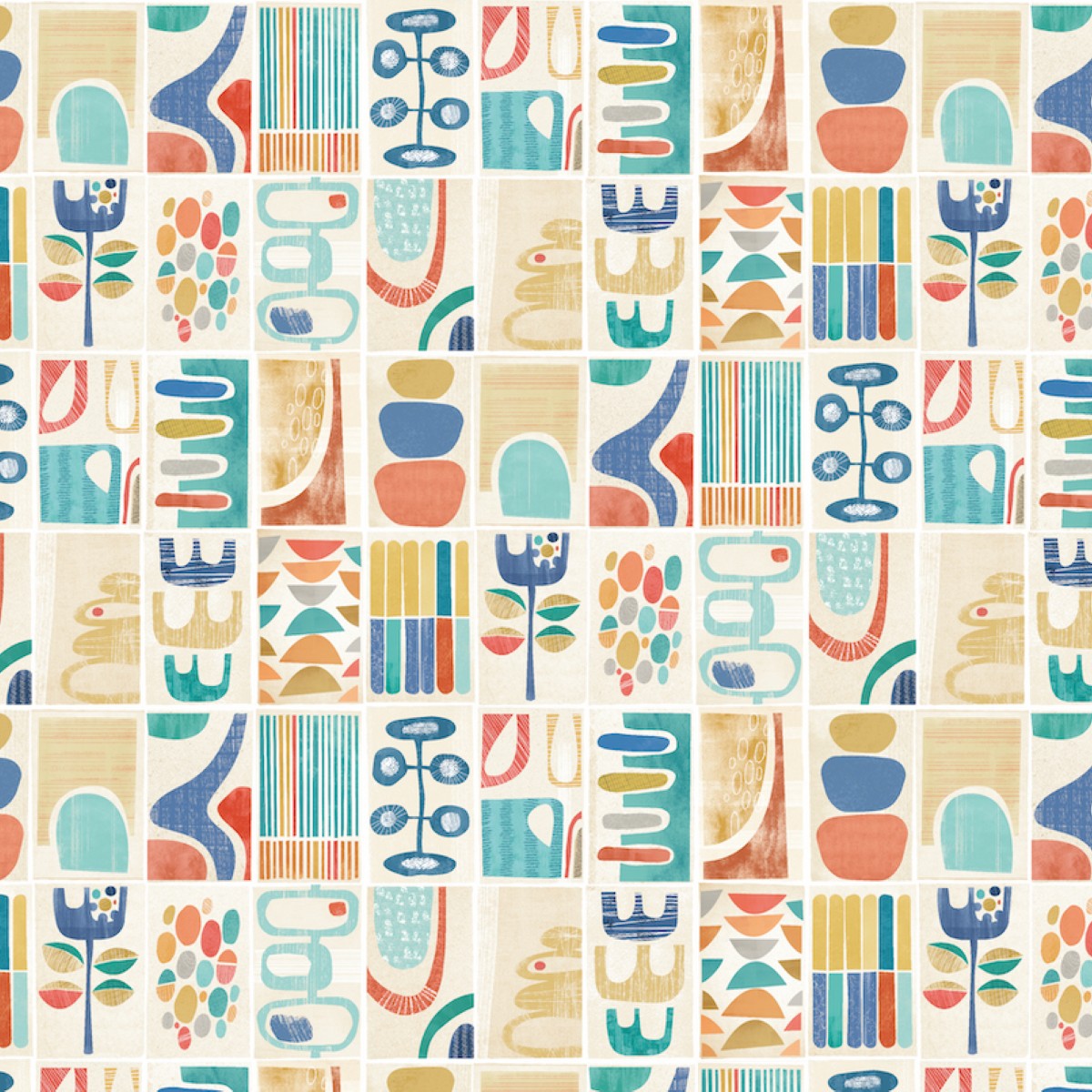 ABS50130W Snip Snip Indigo & Amber Wallpaper by Ohpopsi