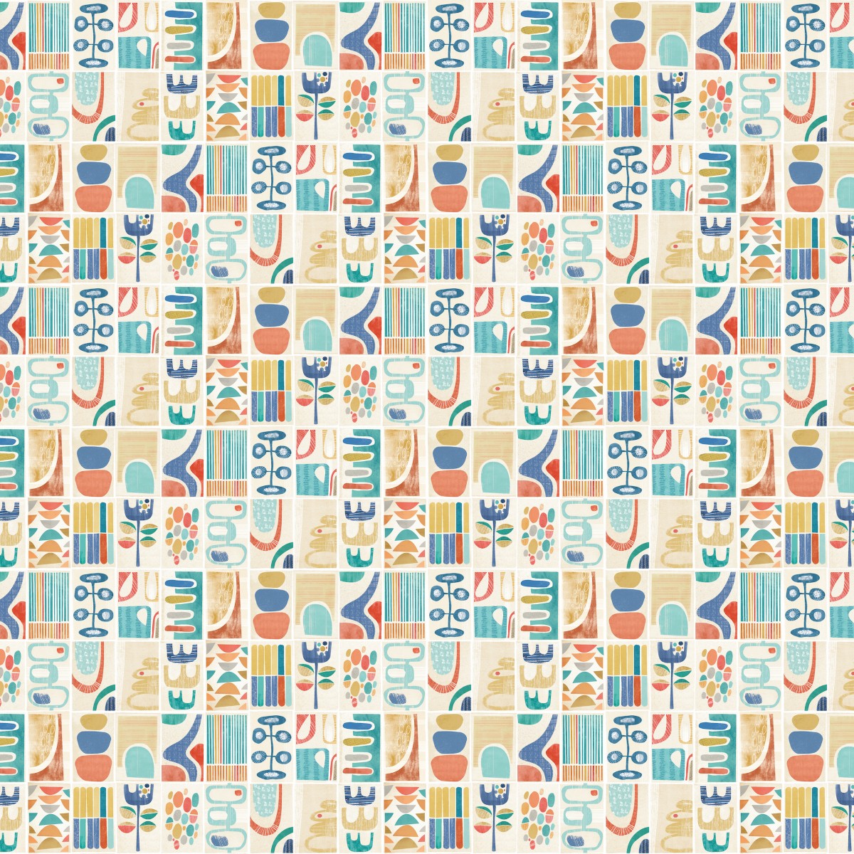ABS50130W Snip Snip Indigo & Amber Wallpaper by Ohpopsi