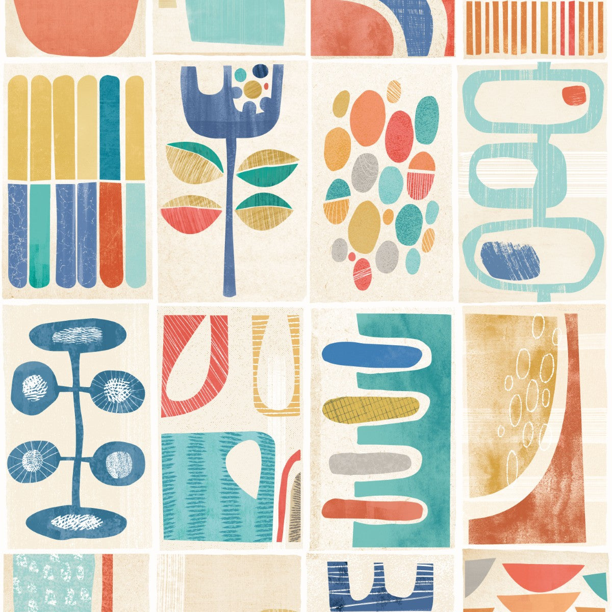 ABS50130W Snip Snip Indigo & Amber Wallpaper by Ohpopsi