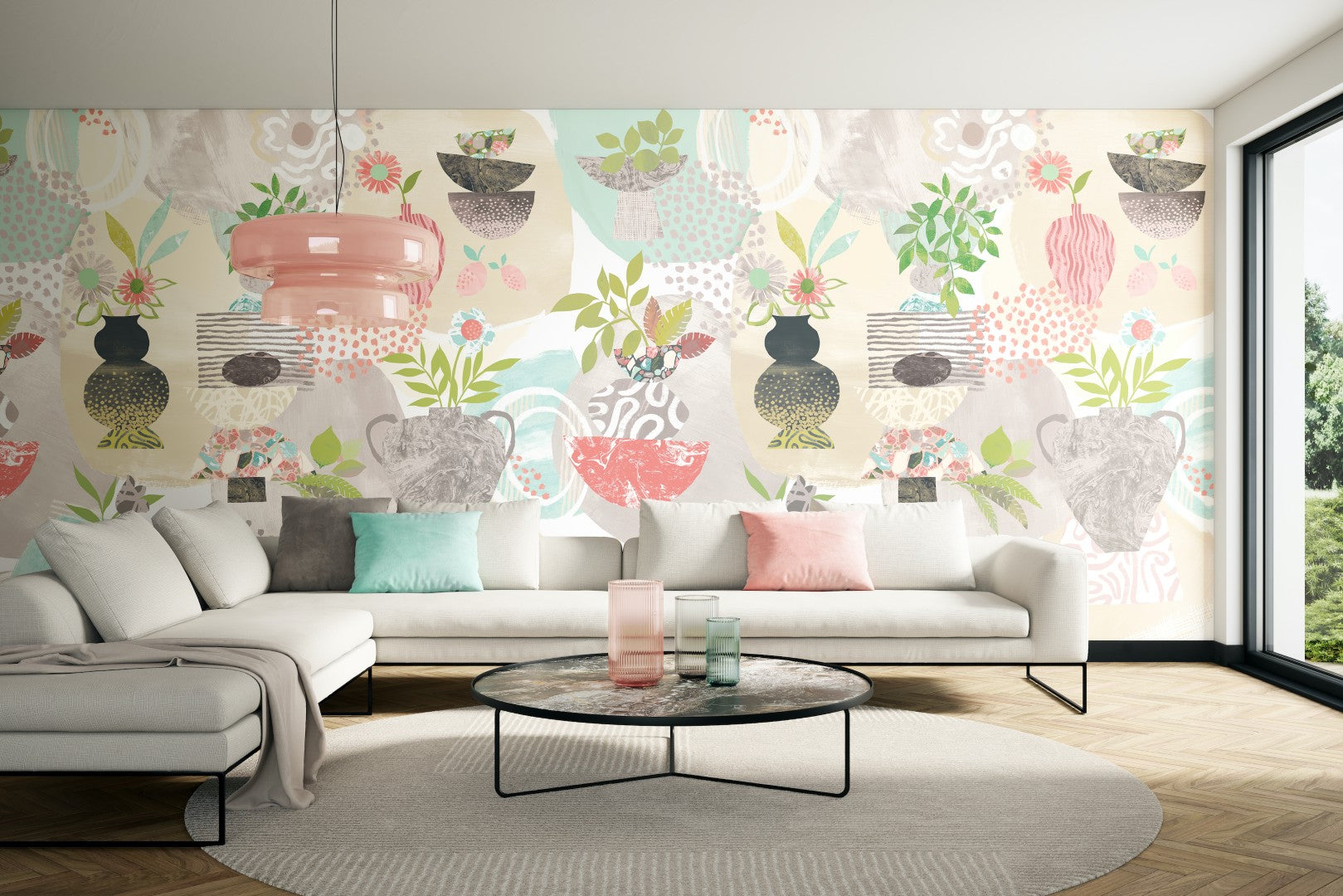 ABS50133M Abstract Fusion Toasted Almond Mural by Ohpopsi