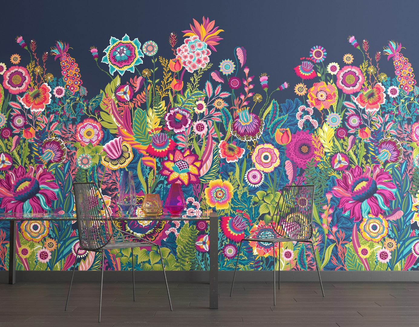 IKA50142M Bloom Indigo Mural by Ohpopsi