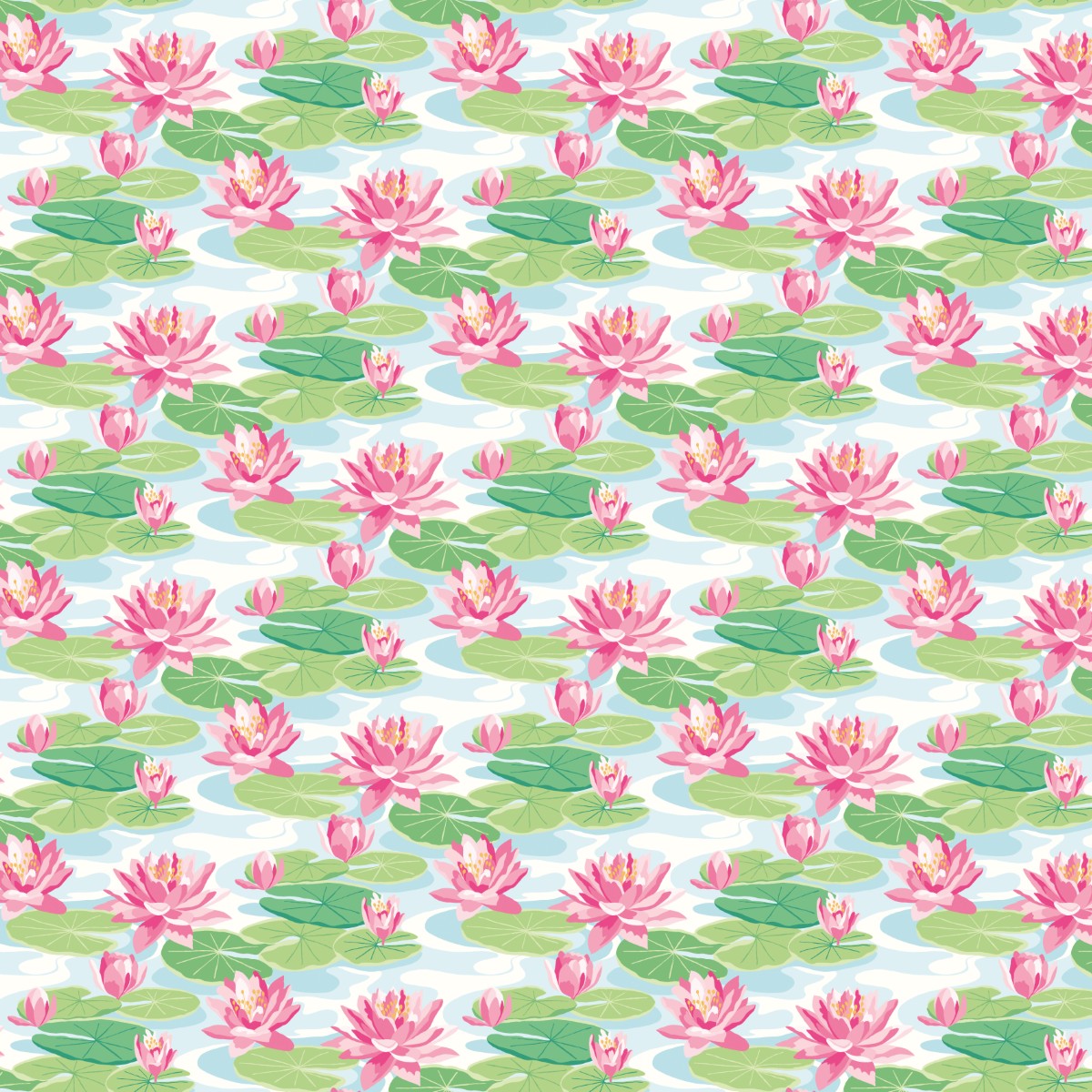 IKA50101W Waterlily Sky & Rose Wallpaper by Ohpopsi