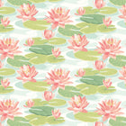 IKA50102W Waterlily Duck Egg & Coral Wallpaper by Ohpopsi