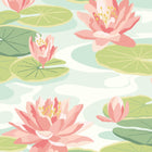 IKA50102W Waterlily Duck Egg & Coral Wallpaper by Ohpopsi