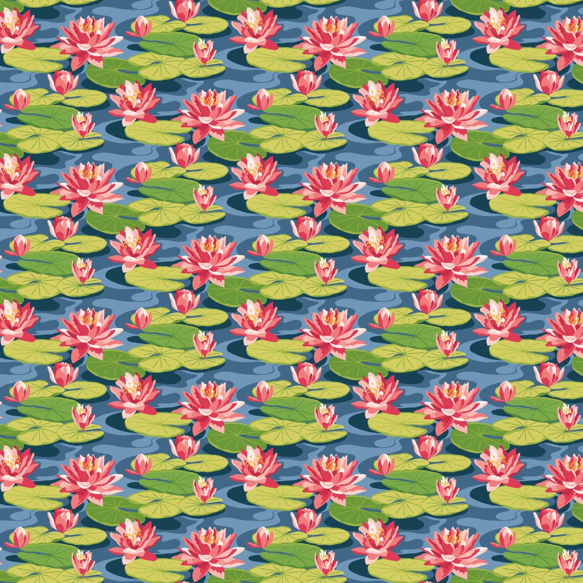 IKA50104W Waterlily Midnight Rouge Wallpaper by Ohpopsi