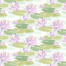 IKA50107W Waterlily Powder Blue & Lilac Wallpaper by Ohpopsi