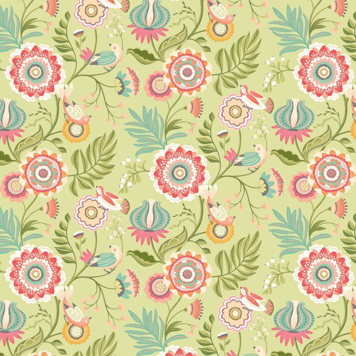 IKA50108W Ichika Trail Coral & Apple Wallpaper by Ohpopsi