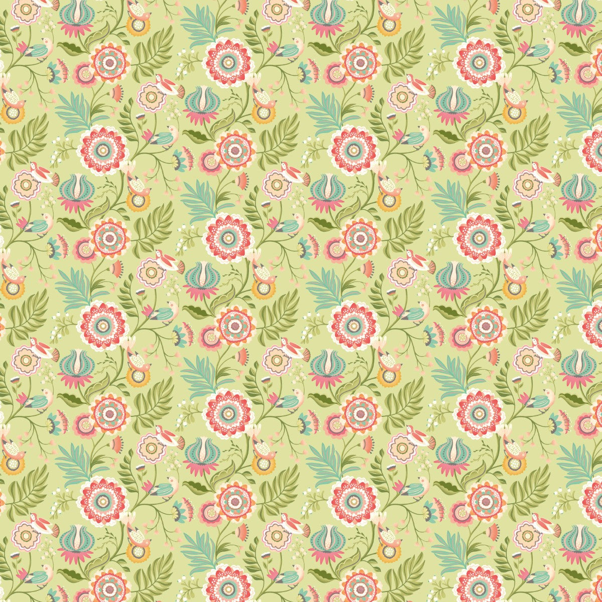 IKA50108W Ichika Trail Coral & Apple Wallpaper by Ohpopsi