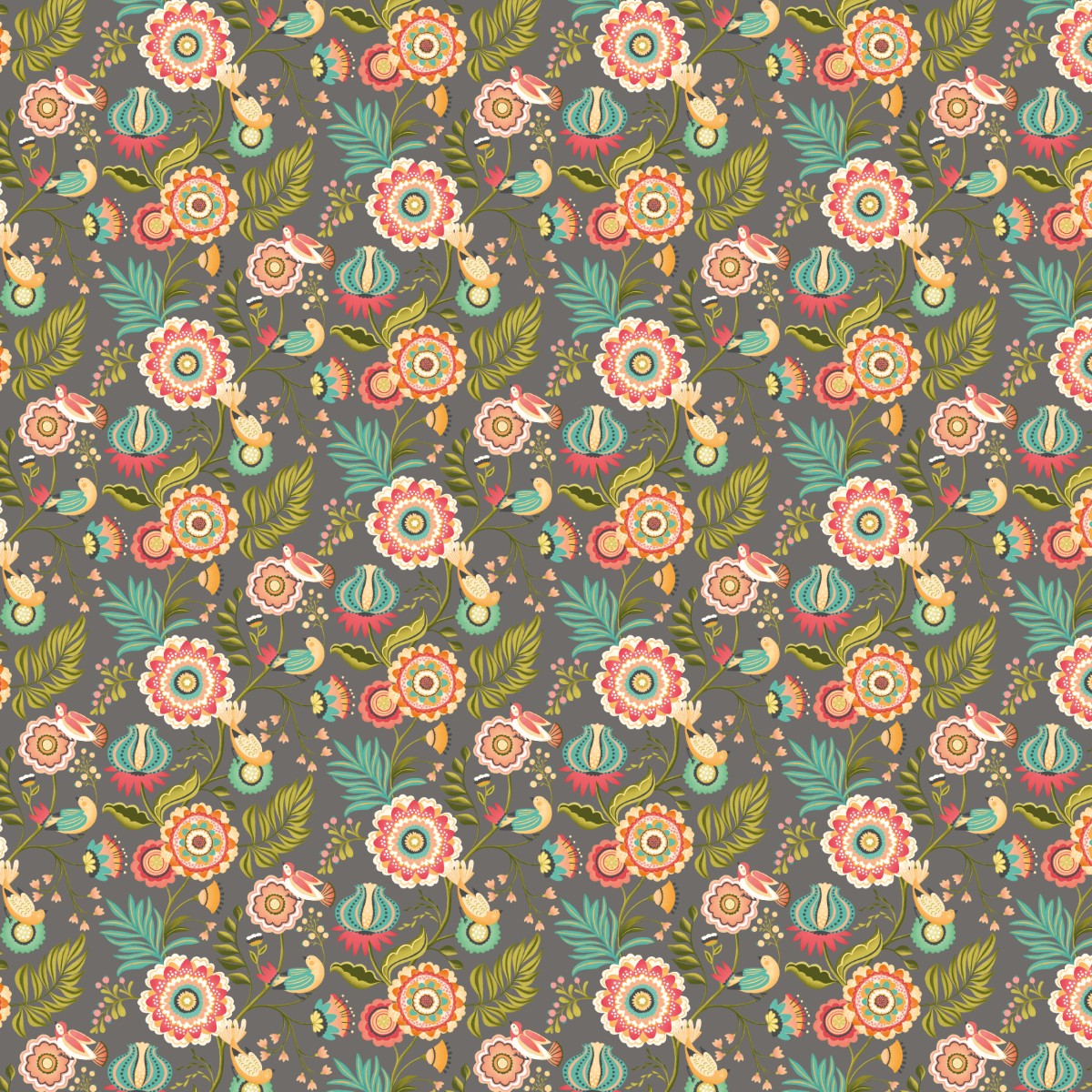 IKA50110W Ichika Trail Charcoal & Teal Wallpaper by Ohpopsi