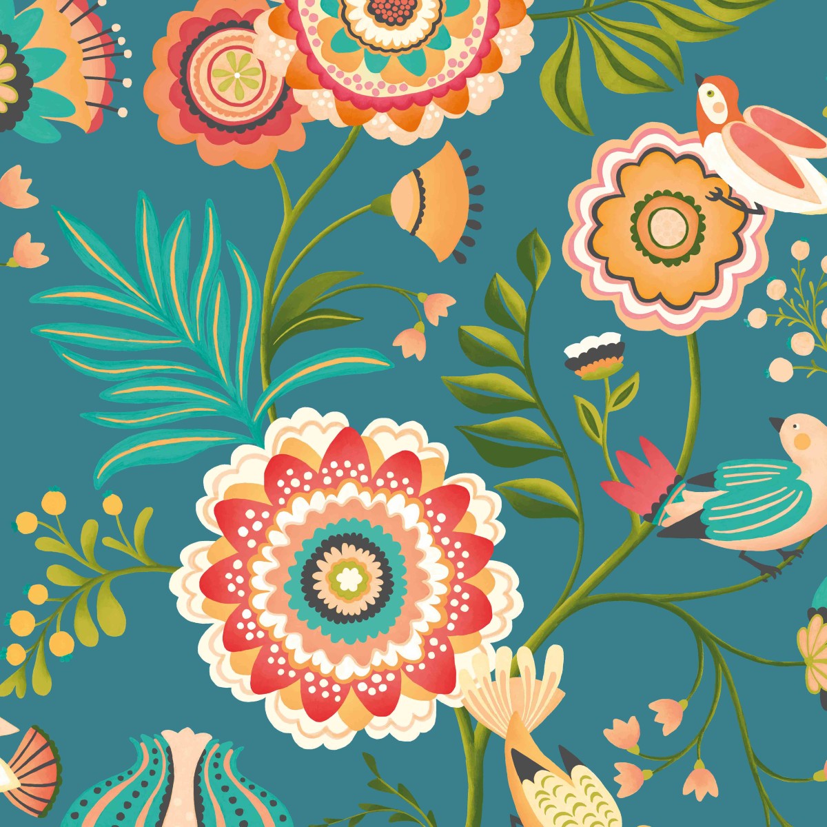 IKA50112W Ichika Trail Peacock Wallpaper by Ohpopsi