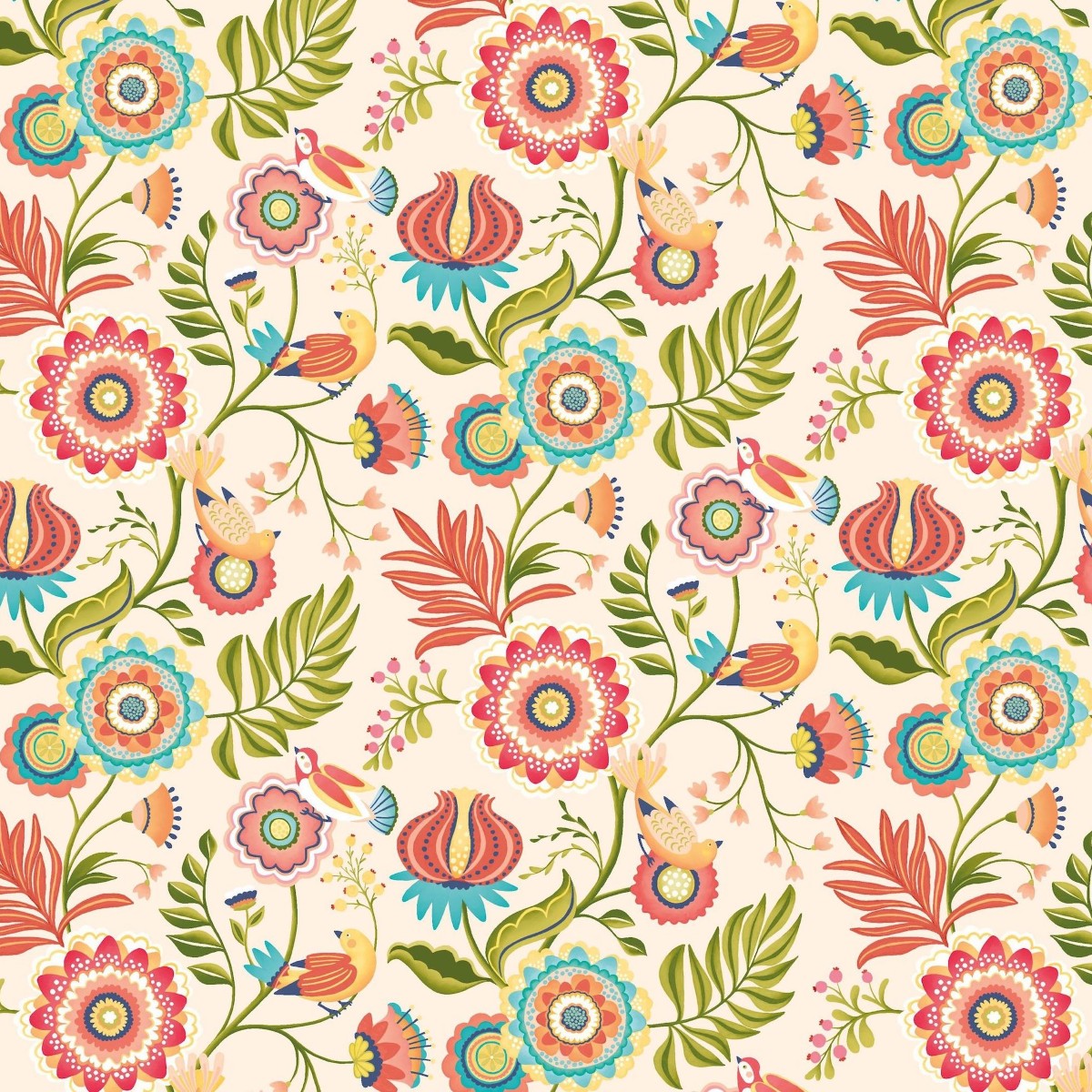 IKA50113W Ichika Trail Coral & Linen Wallpaper by Ohpopsi