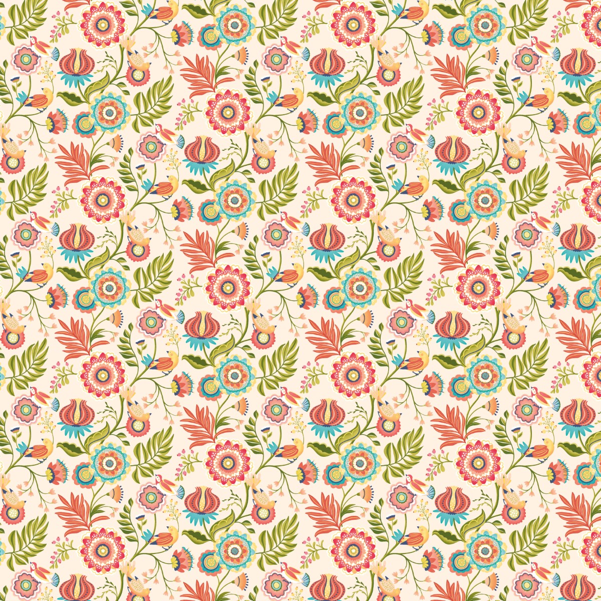 IKA50113W Ichika Trail Coral & Linen Wallpaper by Ohpopsi