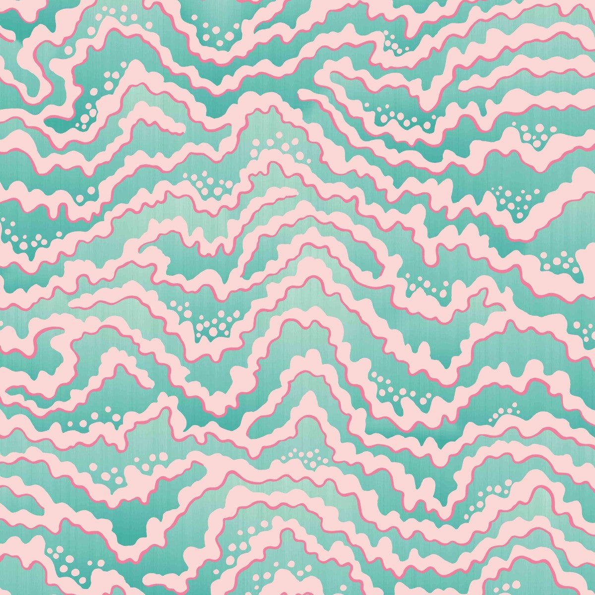 IKA50118W Contour Bubblegum & Mint Wallpaper by Ohpopsi