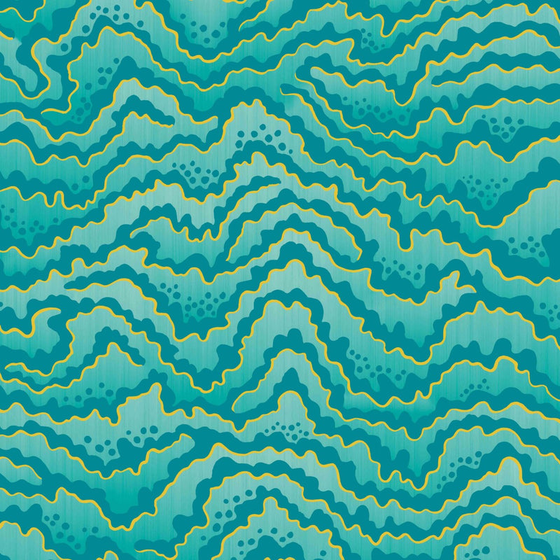 IKA50119W Contour Turquoise & Lemon Wallpaper by Ohpopsi