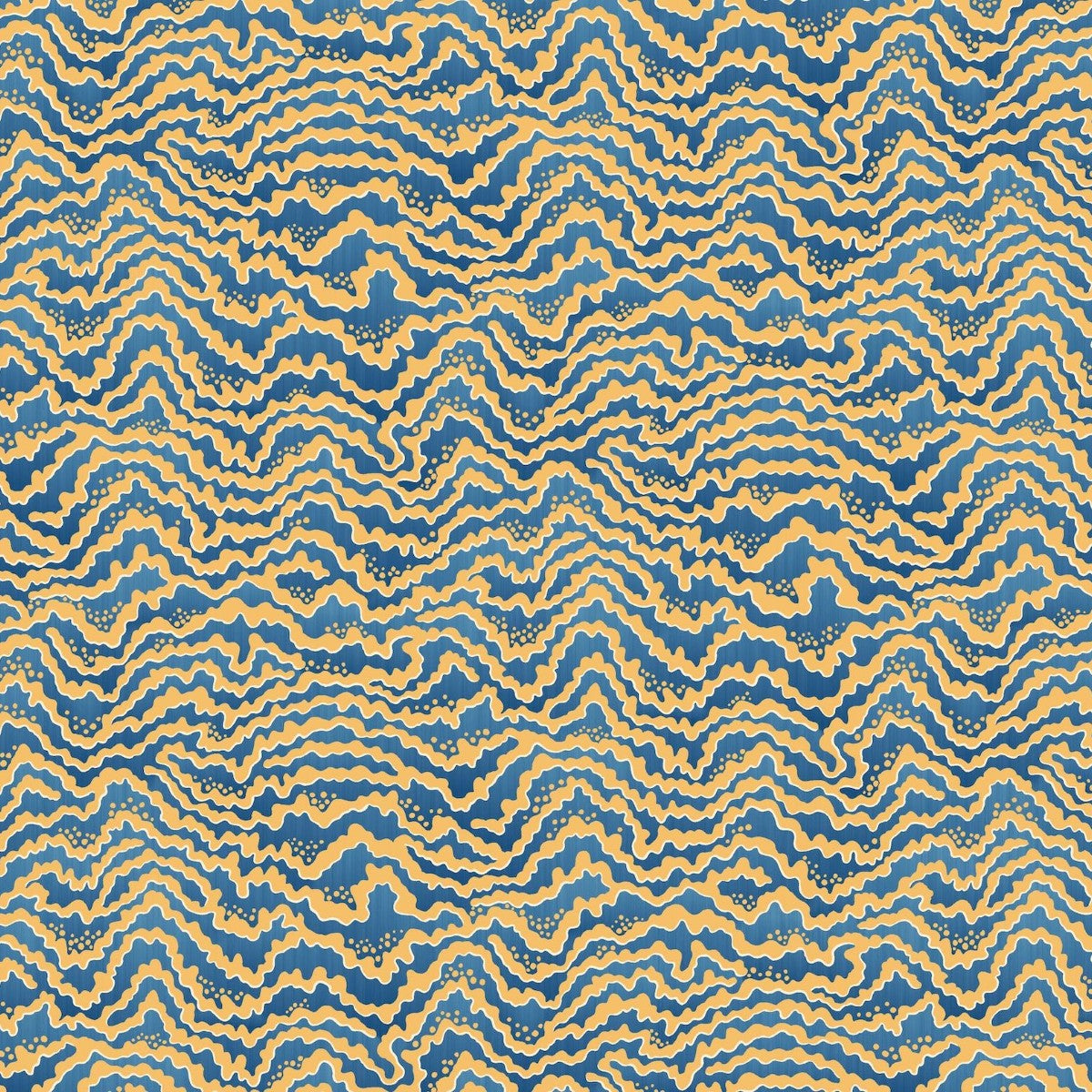 IKA50120W Contour Denim & Ochre Wallpaper by Ohpopsi