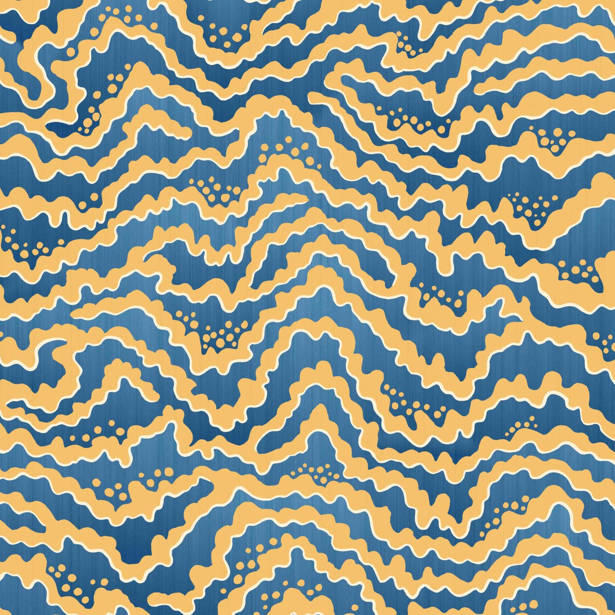 IKA50120W Contour Denim & Ochre Wallpaper by Ohpopsi