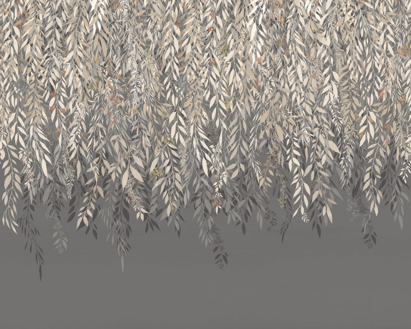 IKA50136M Cascading Willow Charcoal Mural by Ohpopsi