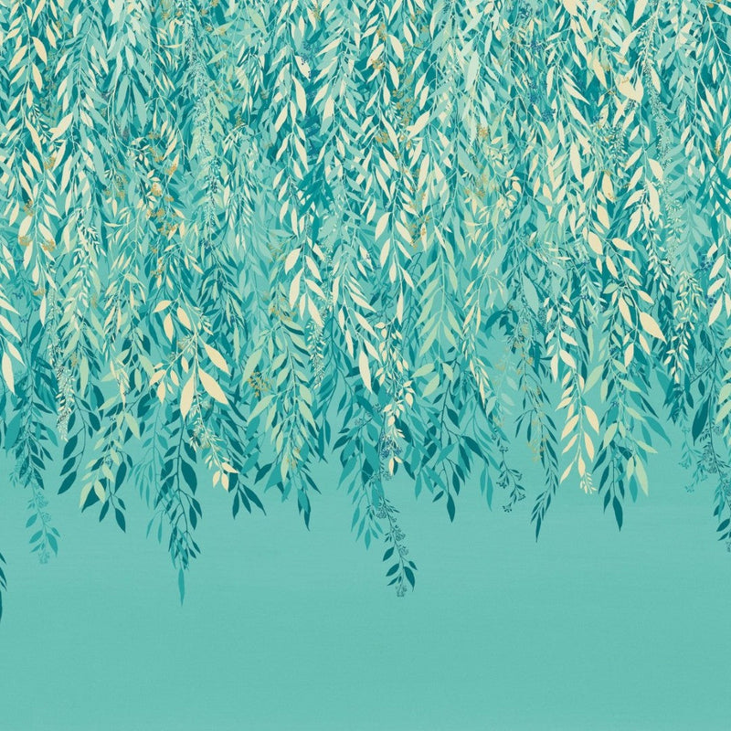 IKA50138M Cascading Willow Turquoise Mural by Ohpopsi