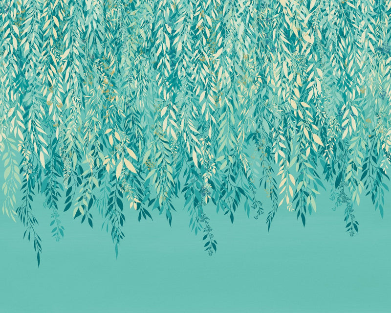 IKA50138M Cascading Willow Turquoise Mural by Ohpopsi