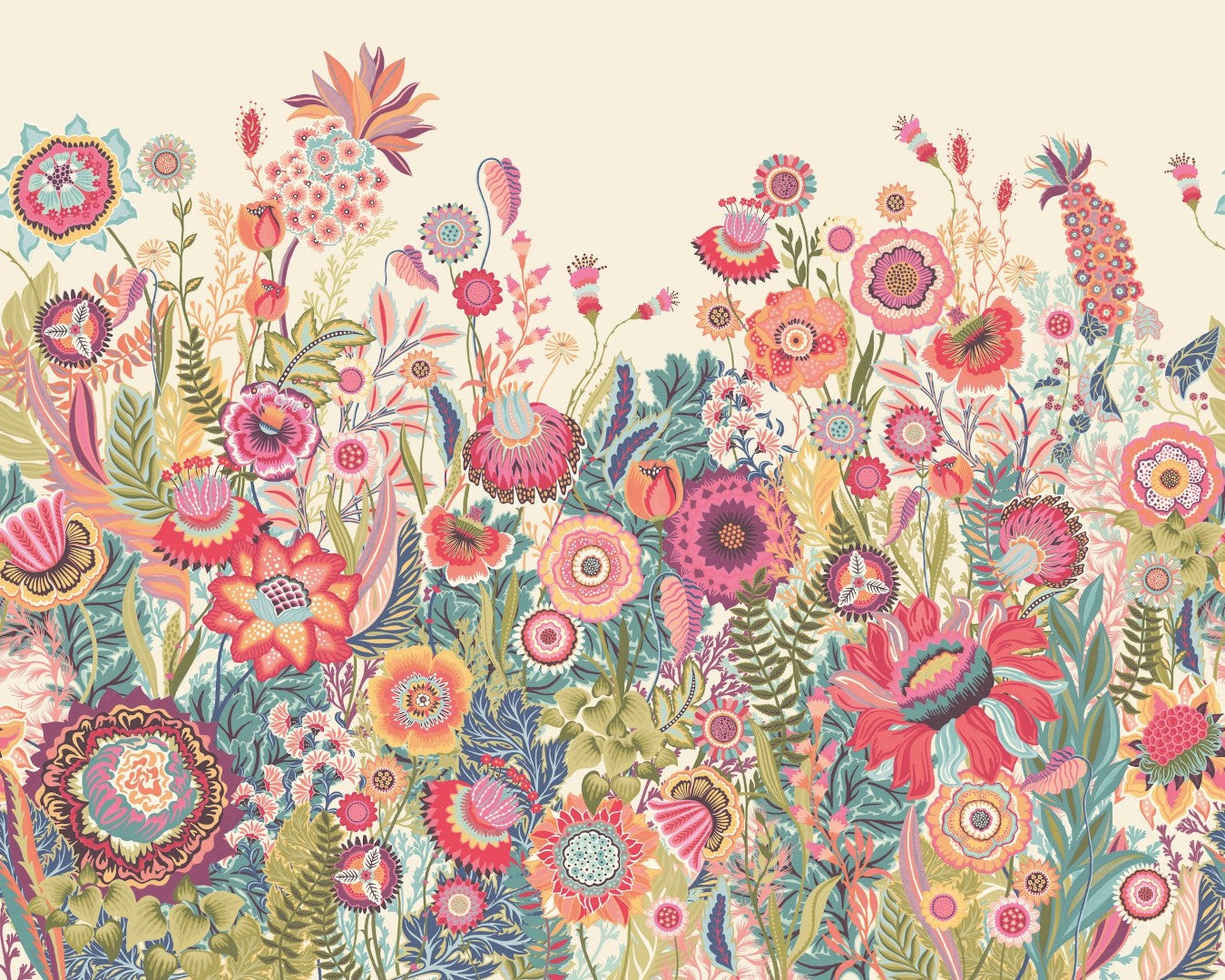 IKA50139M Bloom Rhubarb & Cream Mural by Ohpopsi
