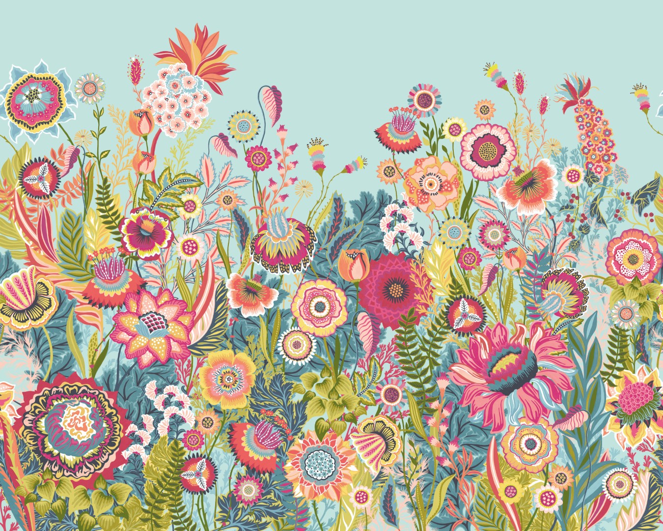 IKA50141M Bloom Duck Egg & Coral Mural by Ohpopsi