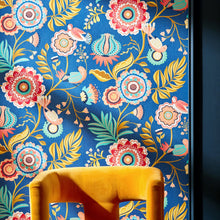 IKA50111W Ichika Trail Royal Blue & Gold Wallpaper by Ohpopsi