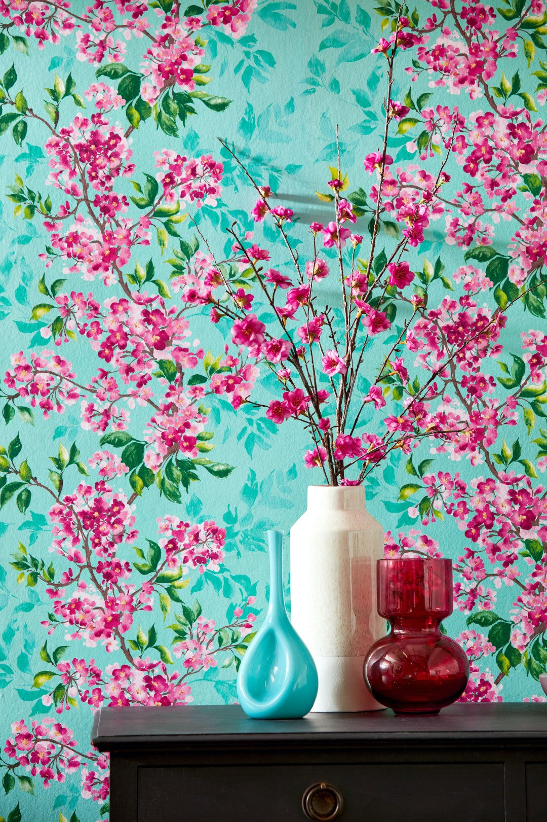 IKA50123W Sakura Peony & Jade Wallpaper by Ohpopsi