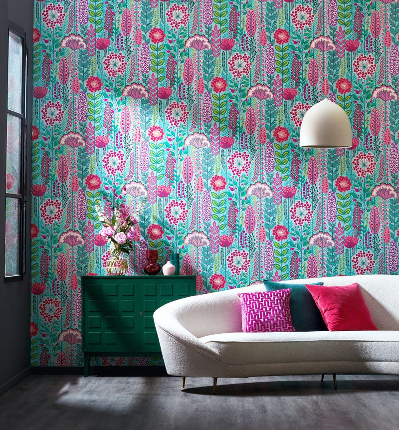 IKA50129W Seedheads Raspberry Sky Wallpaper by Ohpopsi