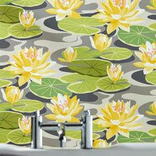 IKA50105W Waterlily Charcoal & Mustard Wallpaper by Ohpopsi