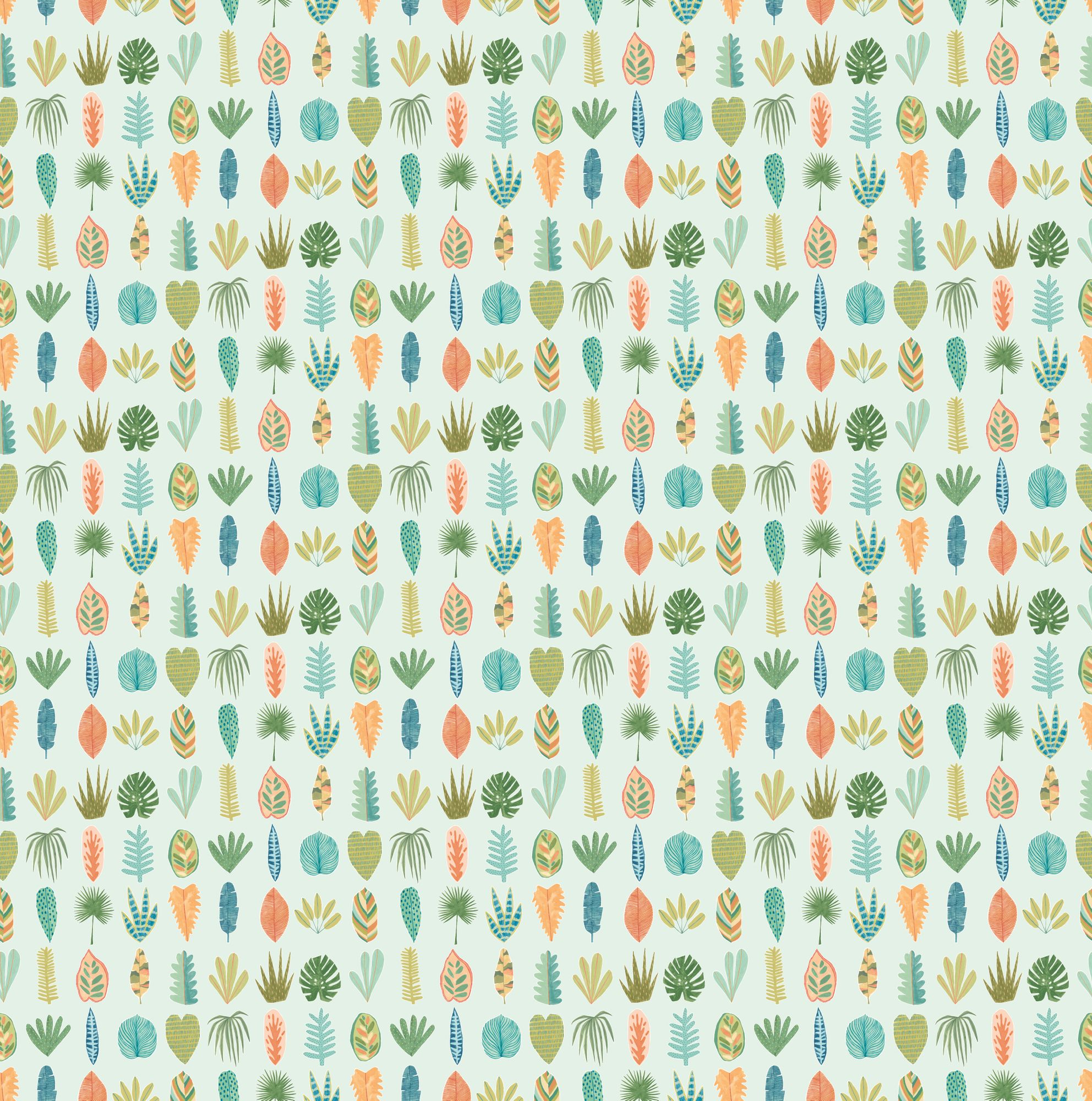 GHS50103W Leaf Boogie Duckegg Twist Wallpaper by Ohpopsi