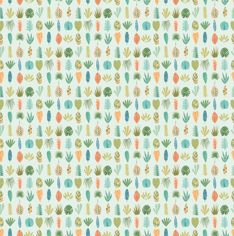 GHS50103W Leaf Boogie Duckegg Twist Wallpaper by Ohpopsi