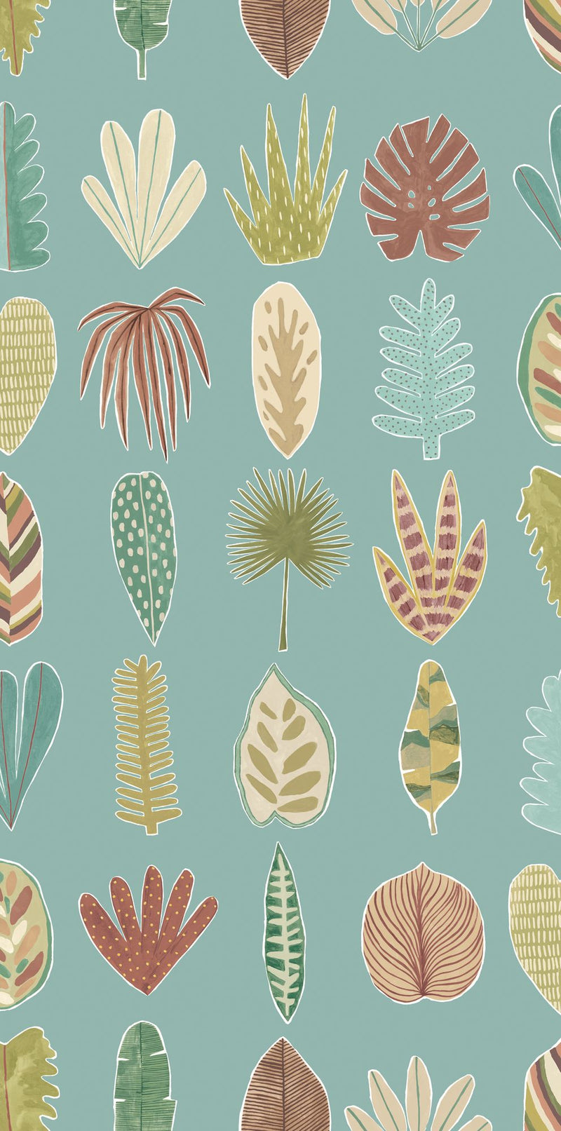 GHS50104W Leaf Boogie Seafoam Wallpaper by Ohpopsi
