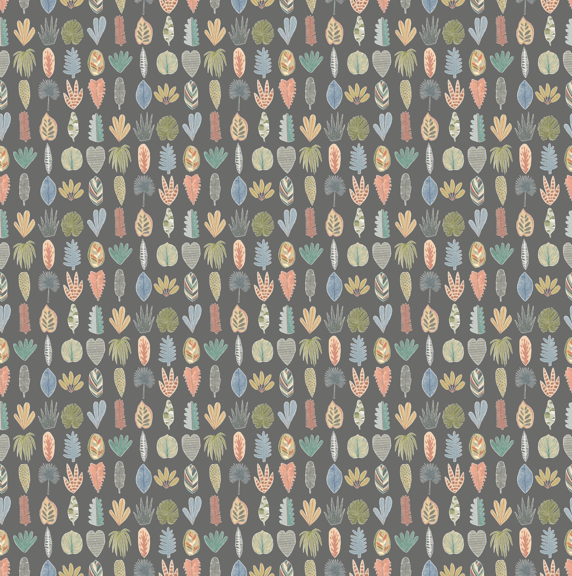GHS50107W Leaf Boogie Charcoal Mix Wallpaper by Ohpopsi